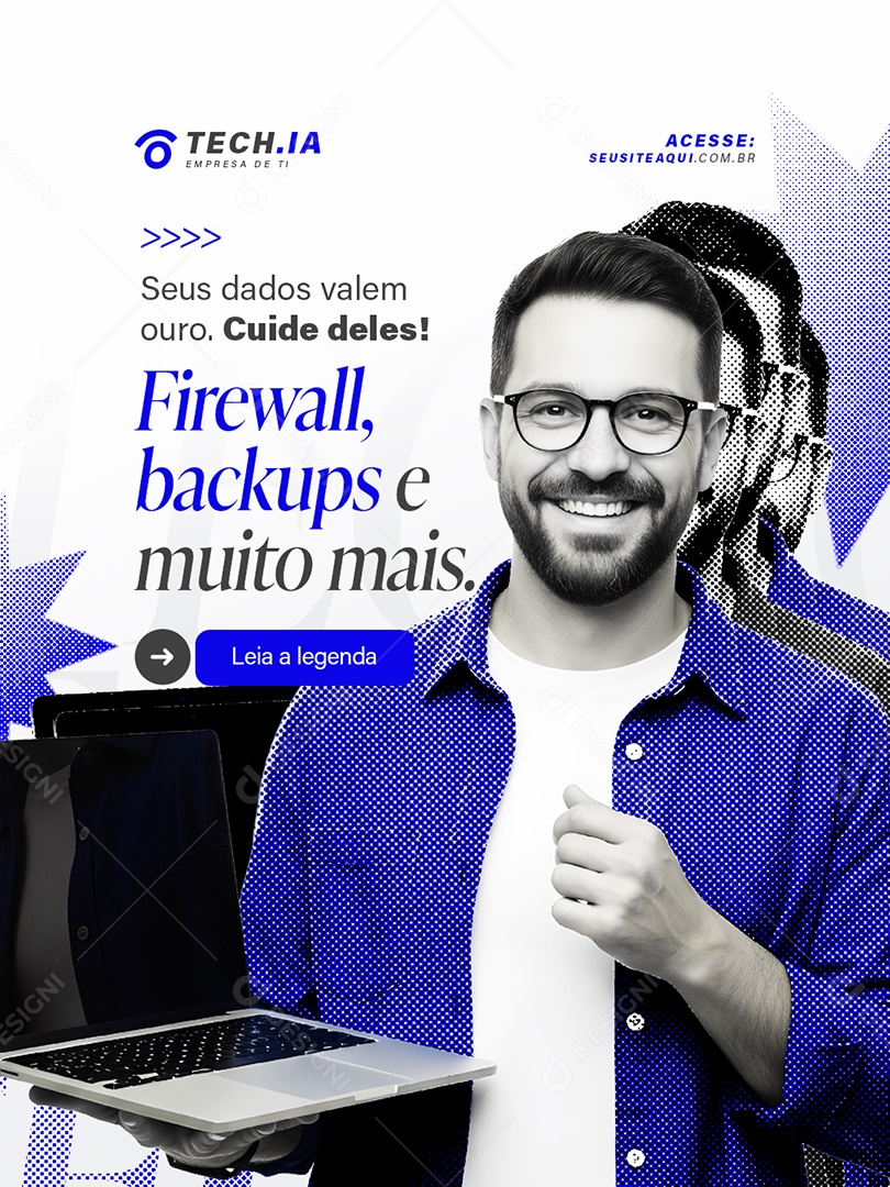 Empresa TI Firewall Backups Social Media PSD Editável