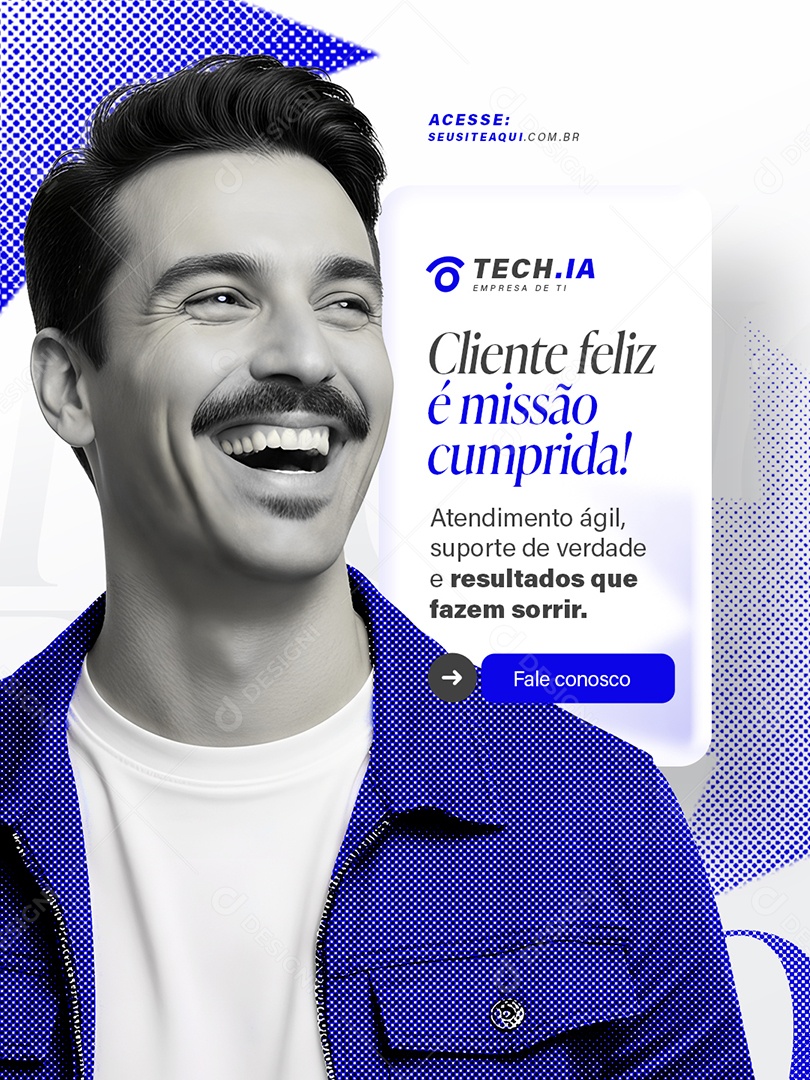 Empresa TI Cliente Feliz é Missão Cumprida Social Media PSD Editável