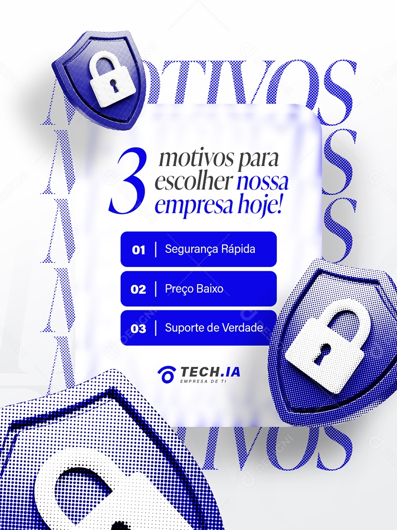 Empresa TI Três Motivos para Escolher Nossa Empresa Hoje Social Media PSD Editável