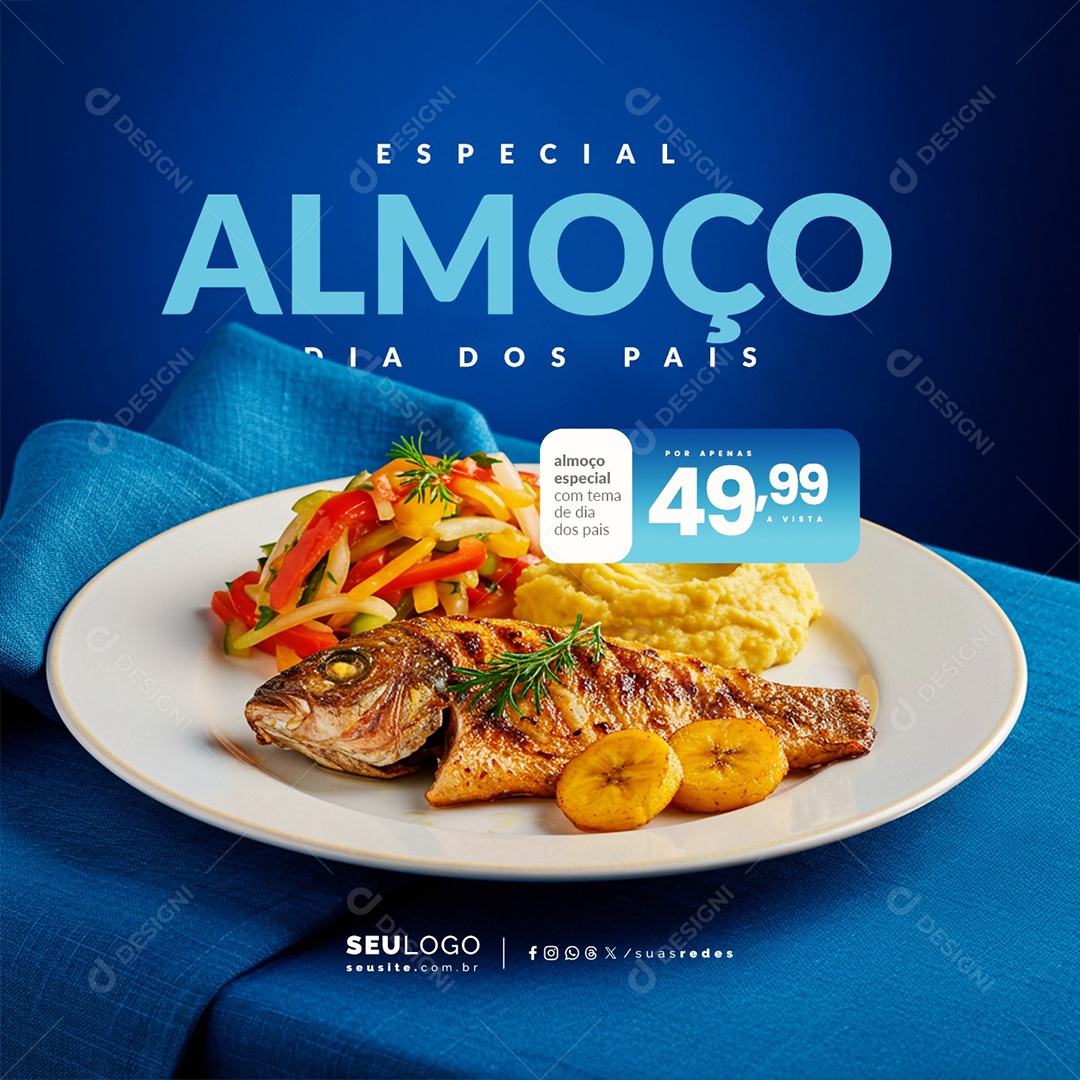Restaurante Almoço Especial Dia dos Pais Social Media PSD Editável