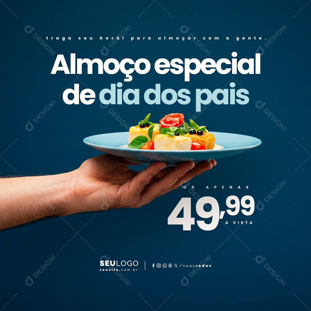 Restaurante Almoço Especial de Dia dos Pais Social Media PSD Editável