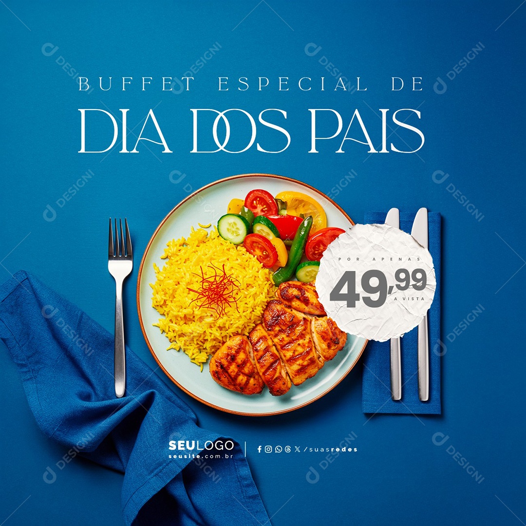 Restaurante Buffet Especial de Dia dos Pais 10 de Agosto Social Media PSD Editável