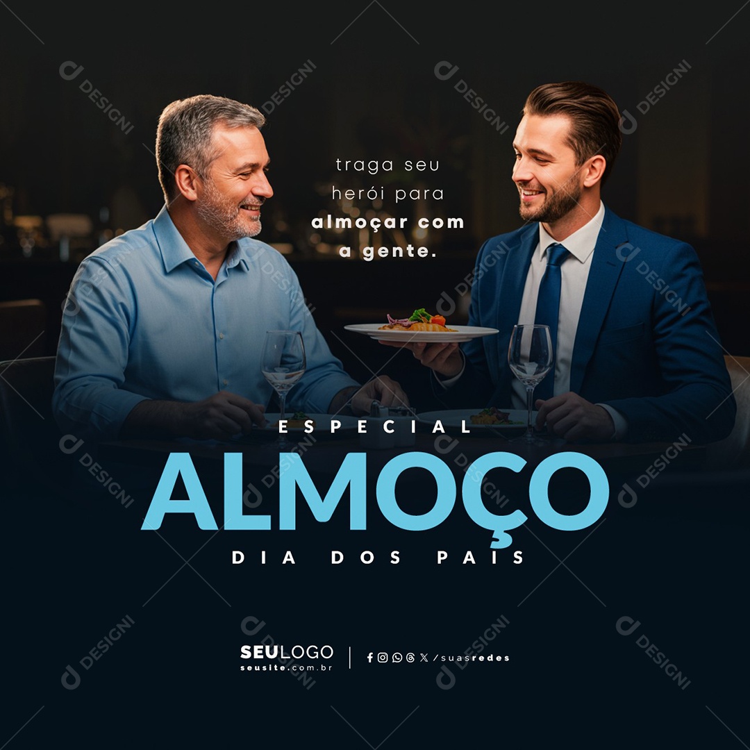 Restaurante Almoço Especial Dia dos Pais 10 de Agosto Social Media PSD Editável