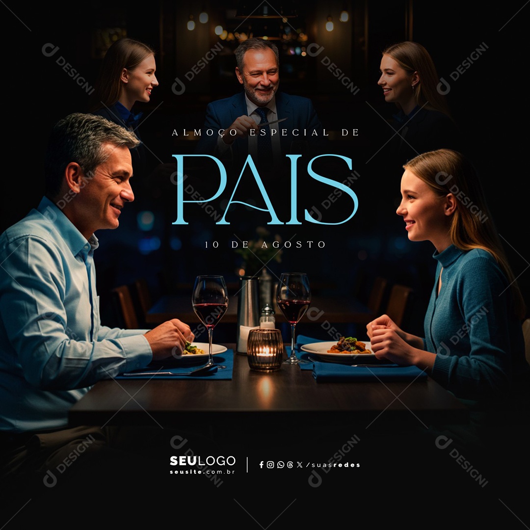 Restaurante Almoço Especial De Pais 10 de Agosto Social Media PSD Editável
