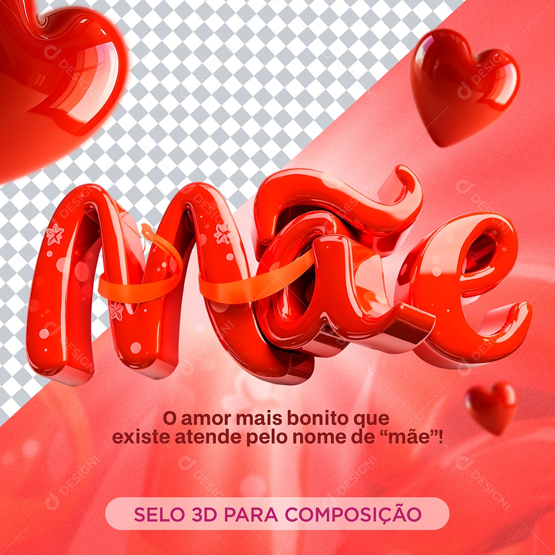 Mães Texto 3D para Composição PSD