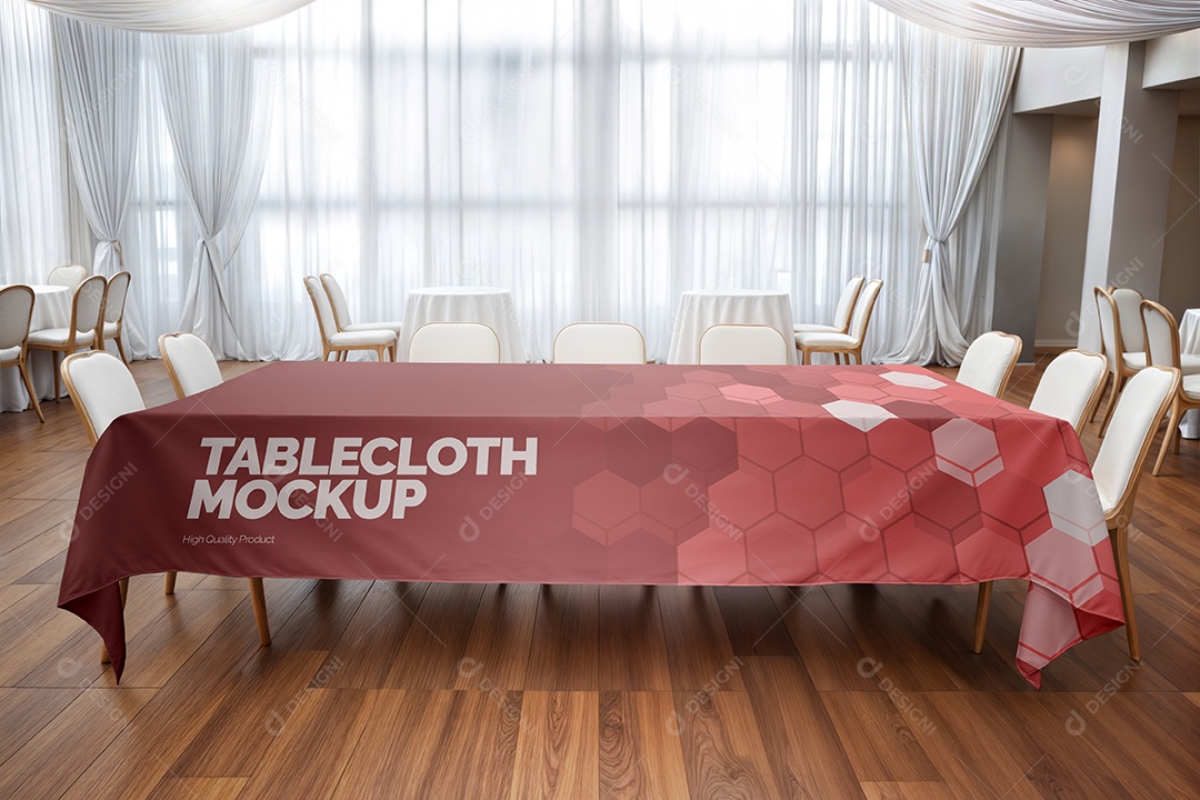 Mesa de Evento Com Toalha Mockup PSD Editável