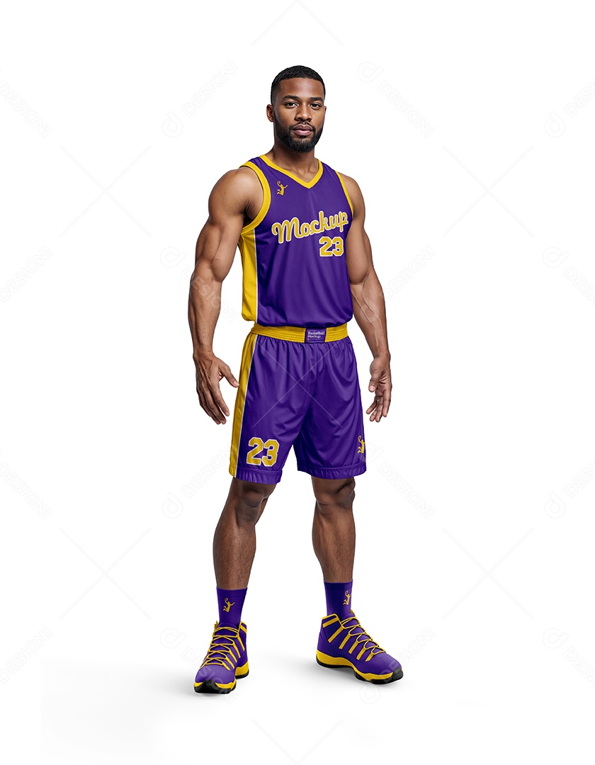 Jogador de Basquete Com Uniforme Mockup PSD Editável