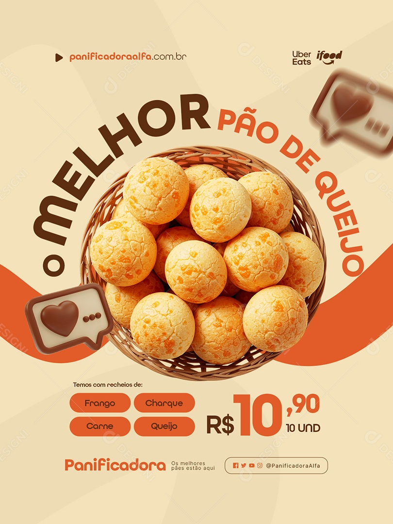 Padaria O Melhor Pão de Queijo Social Media PSD Editável