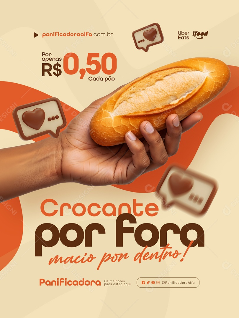 Padaria Crocante Social Media PSD Editável