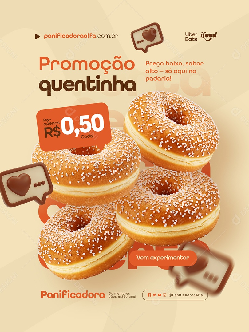 Padaria Promoção Quentinha Social Media PSD Editável