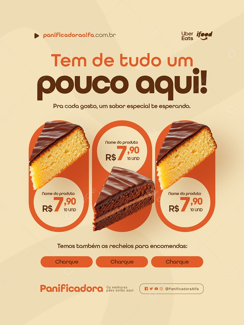 Padaria Tem de Tudo Um Pouco Aqui Social Media PSD Editável