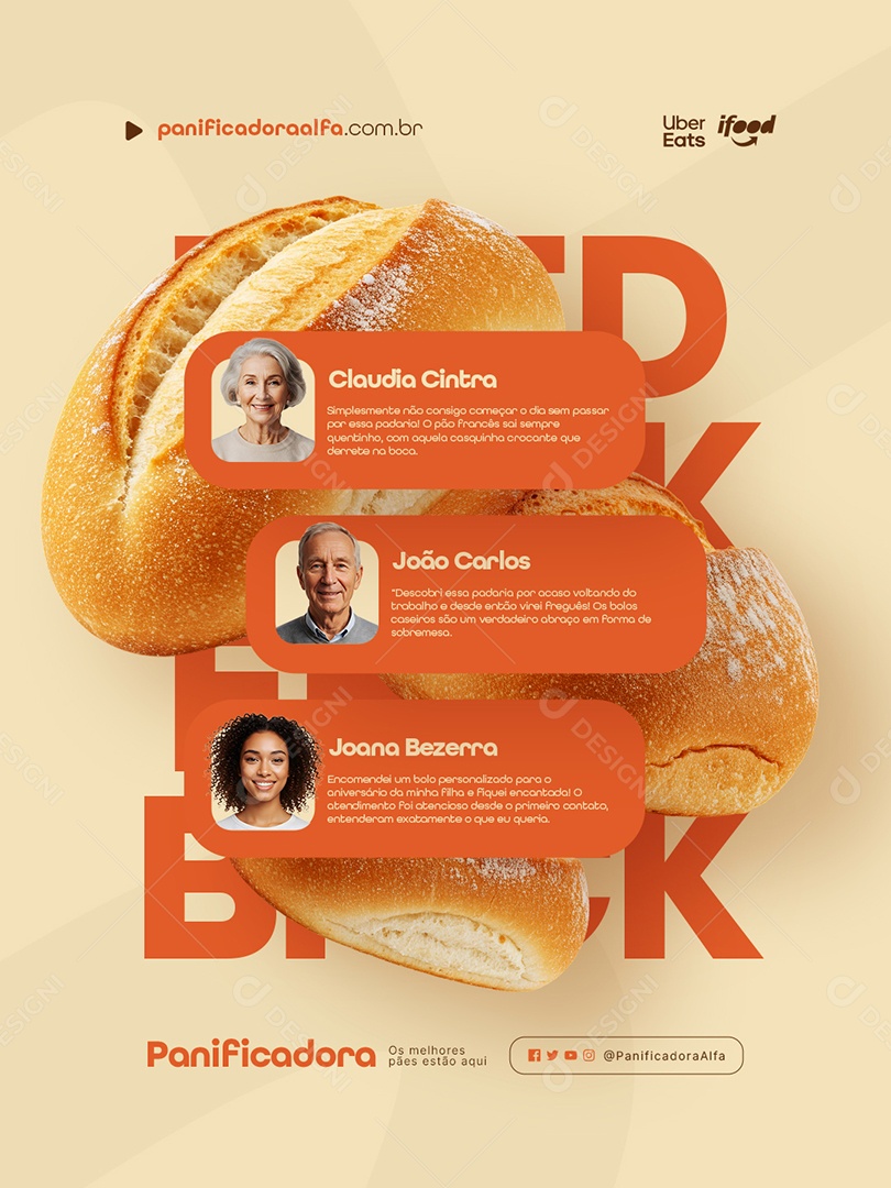 Padaria Feedback Panificadora Social Media PSD Editável