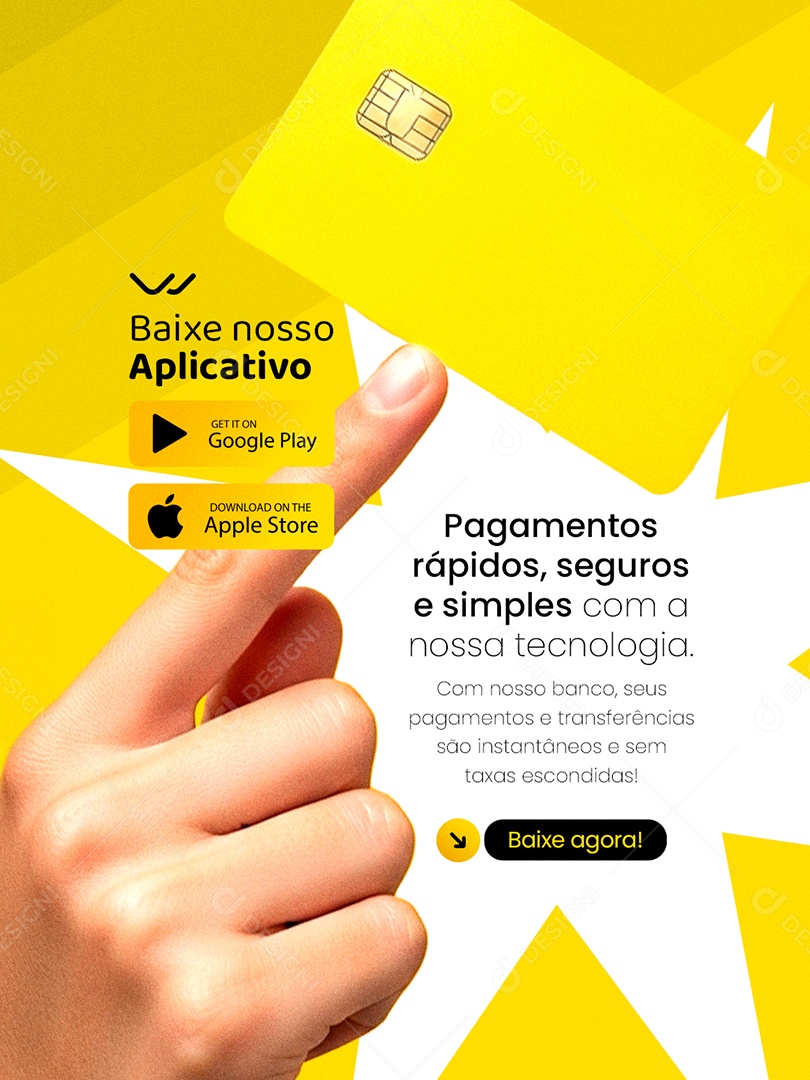 Banco Baixe Nosso Aplicativo Social Media PSD Editável