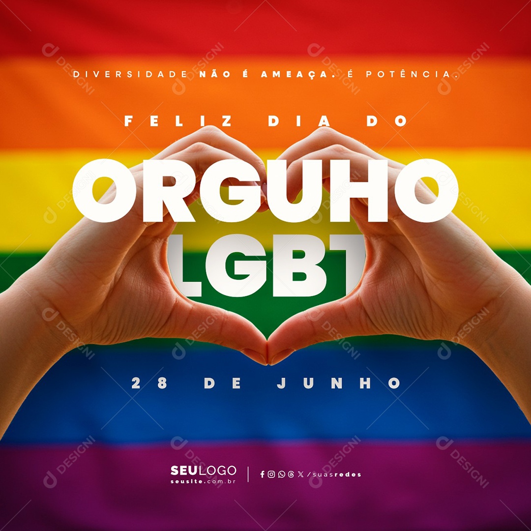 Feliz Dia do Orgulho LGBTQIA+ 28 de Junho Social Media PSD Editável