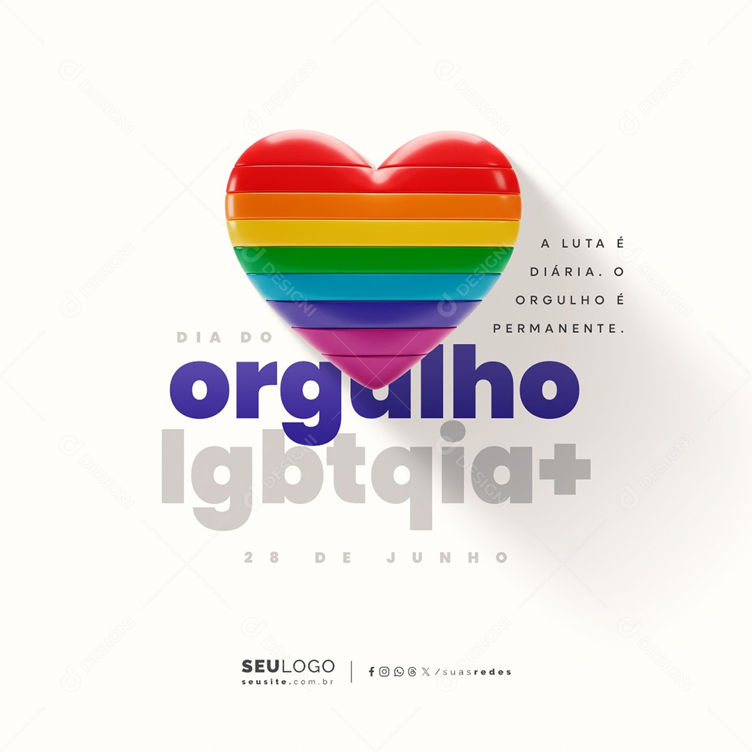 Dia do Orgulho LGBTQIA+ 28 de Junho Social Media PSD Editável
