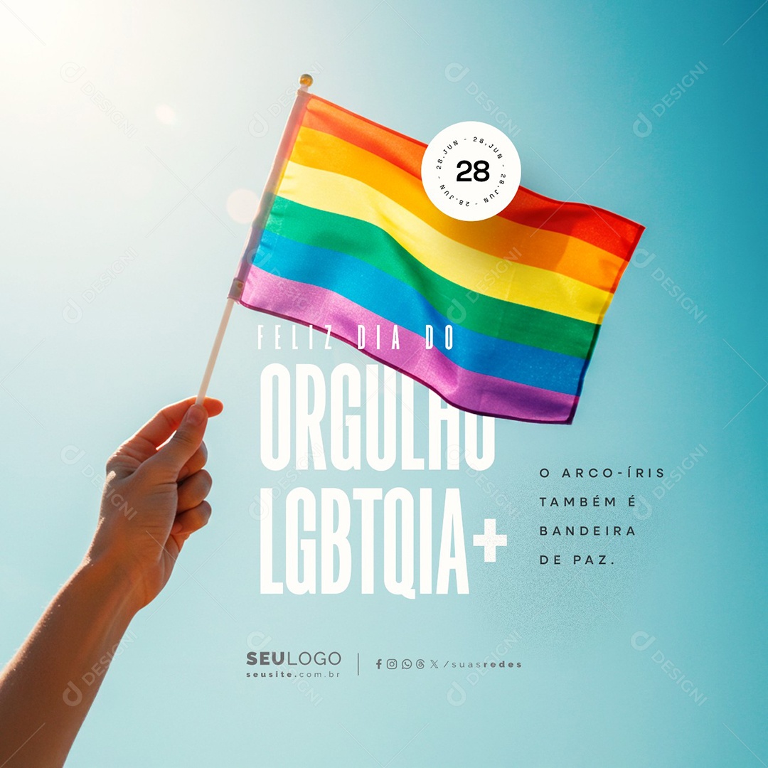 Feliz Dia do Orgulho LGBTQIA+ 28 de Junho Social Media PSD Editável