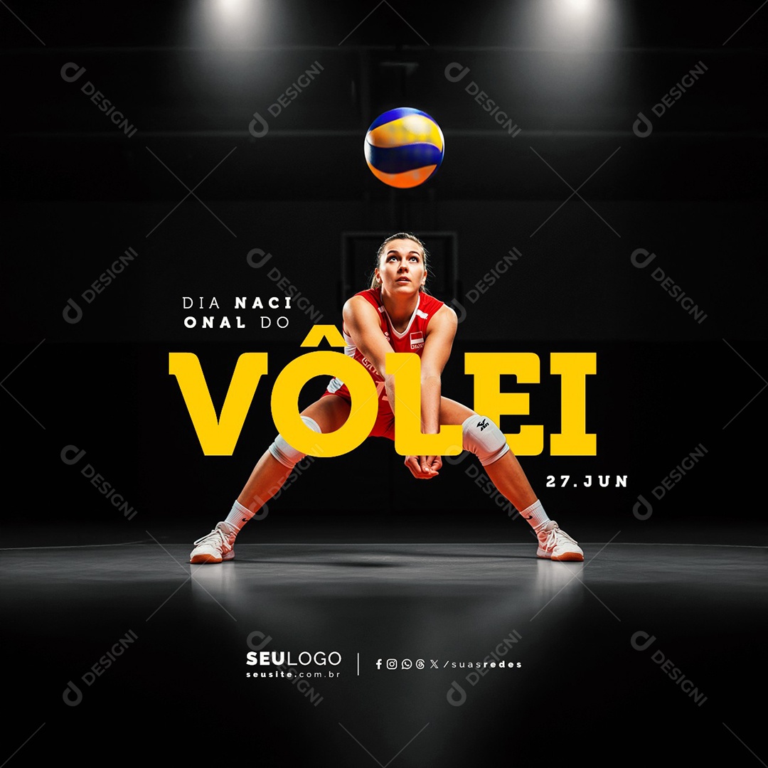 Dia Nacional do Vôlei 27 de Junho Social Media PSD Editável