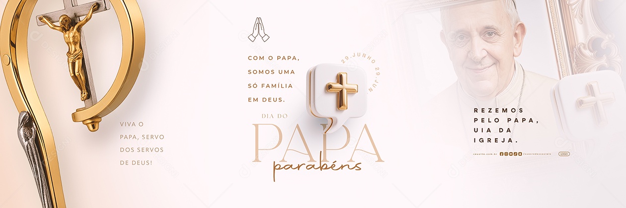 Carrossel Dia do Papa 29 de Junho Parabéns Social Media PSD Editável