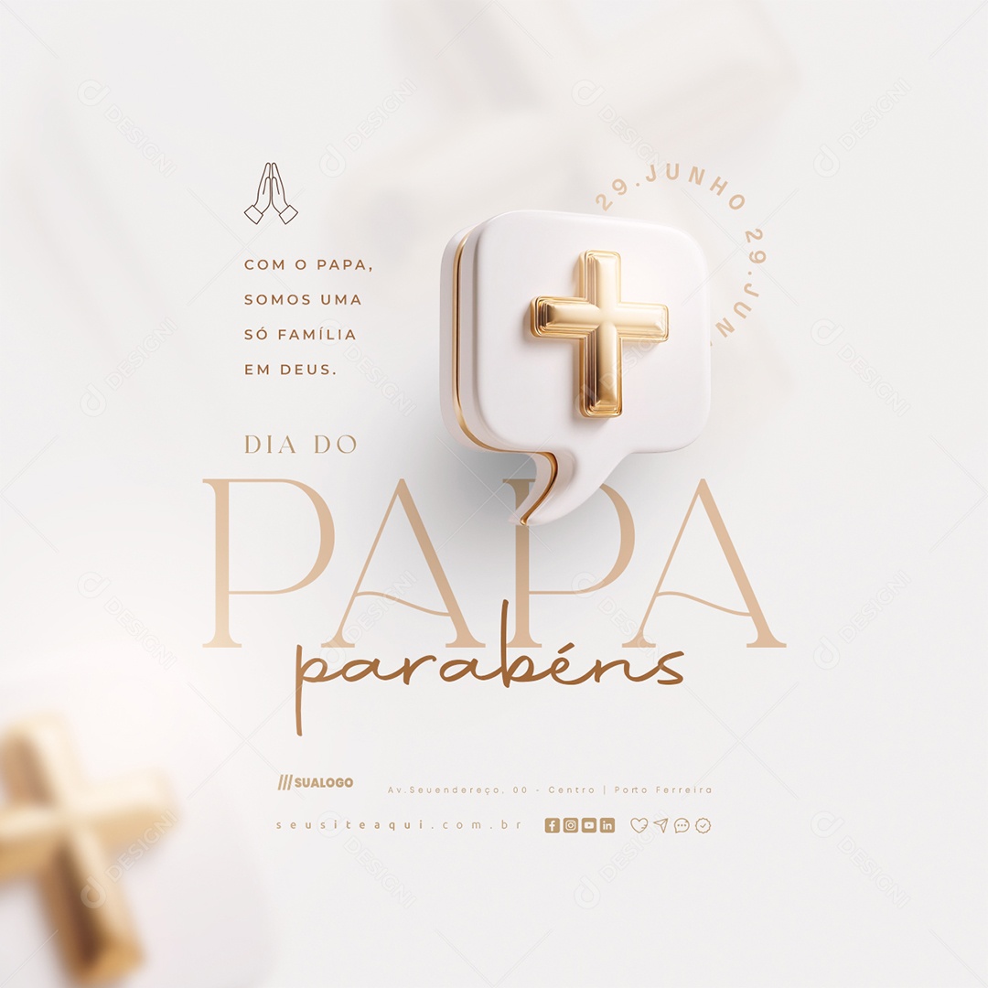Dia do Papa 29 de Junho Parabéns Social Media PSD Editável