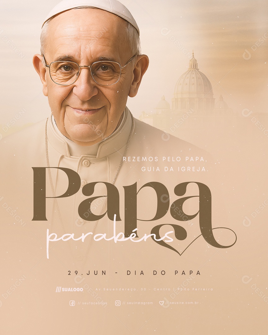 Dia do Papa 29 de Junho Parabéns Social Media PSD Editável