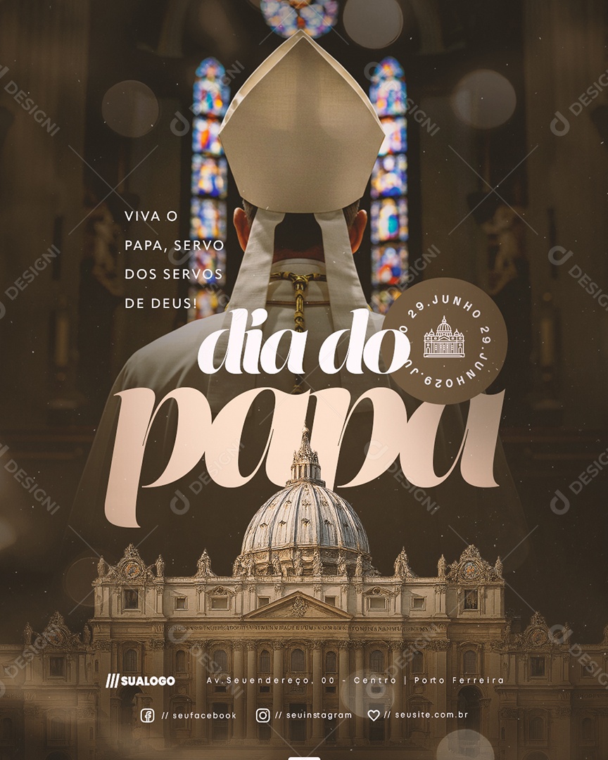 Dia do Papa 29 de Junho Social Media PSD Editável