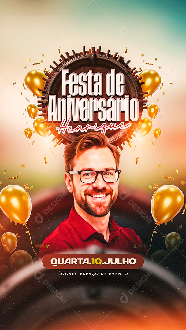 Story Festa de Aniversario Henrique Social Media PSD Editável