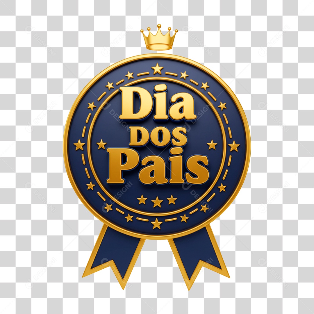 Selo 3D Dia dos Pais Para Composição PNG Transparente