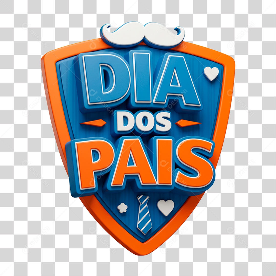 Selo 3D Dia dos Pais Para Composição PNG Transparente