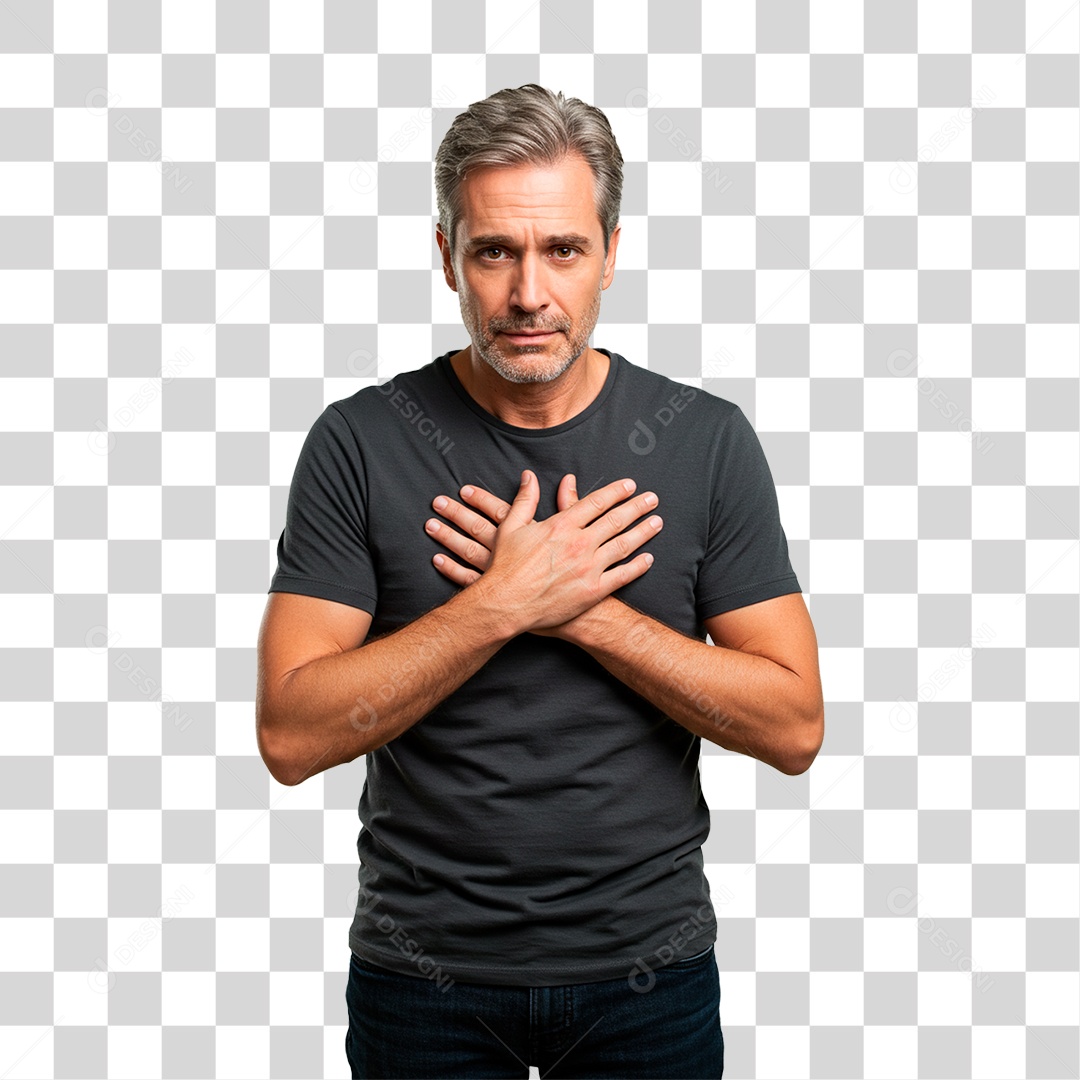 Homem com Dor no Peito PNG Transparente