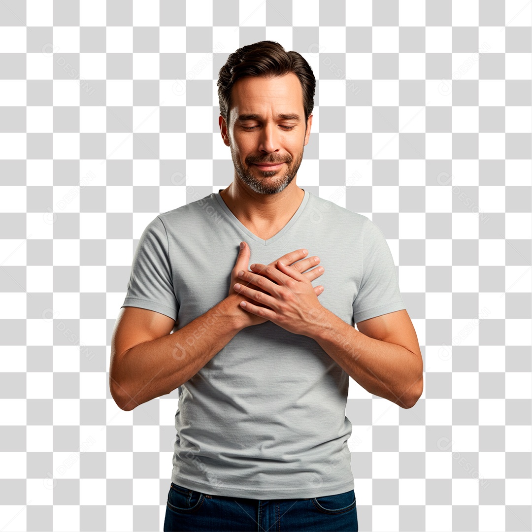 Homem com Dor no Peito PNG Transparente