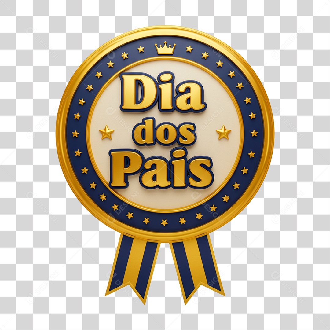 Selo 3D Dia dos Pais PNG Transparente
