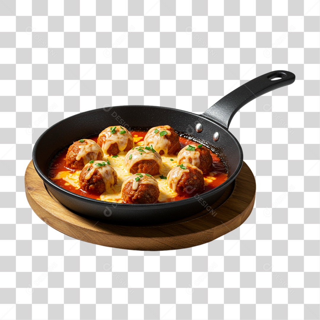 Frigideira com Almôndegas PNG Transparente
