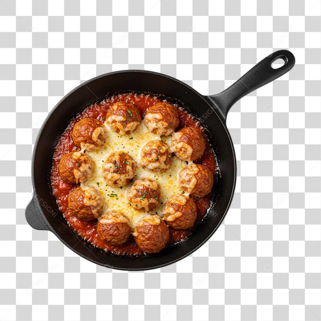 Frigideira com Almôndegas PNG Transparente