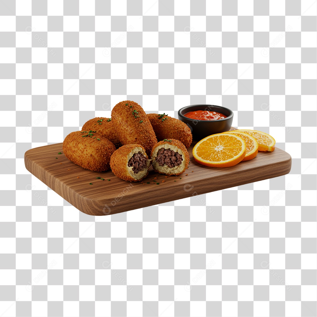 Bolinhos de Carne em Tábua de Madeira PNG Transparente