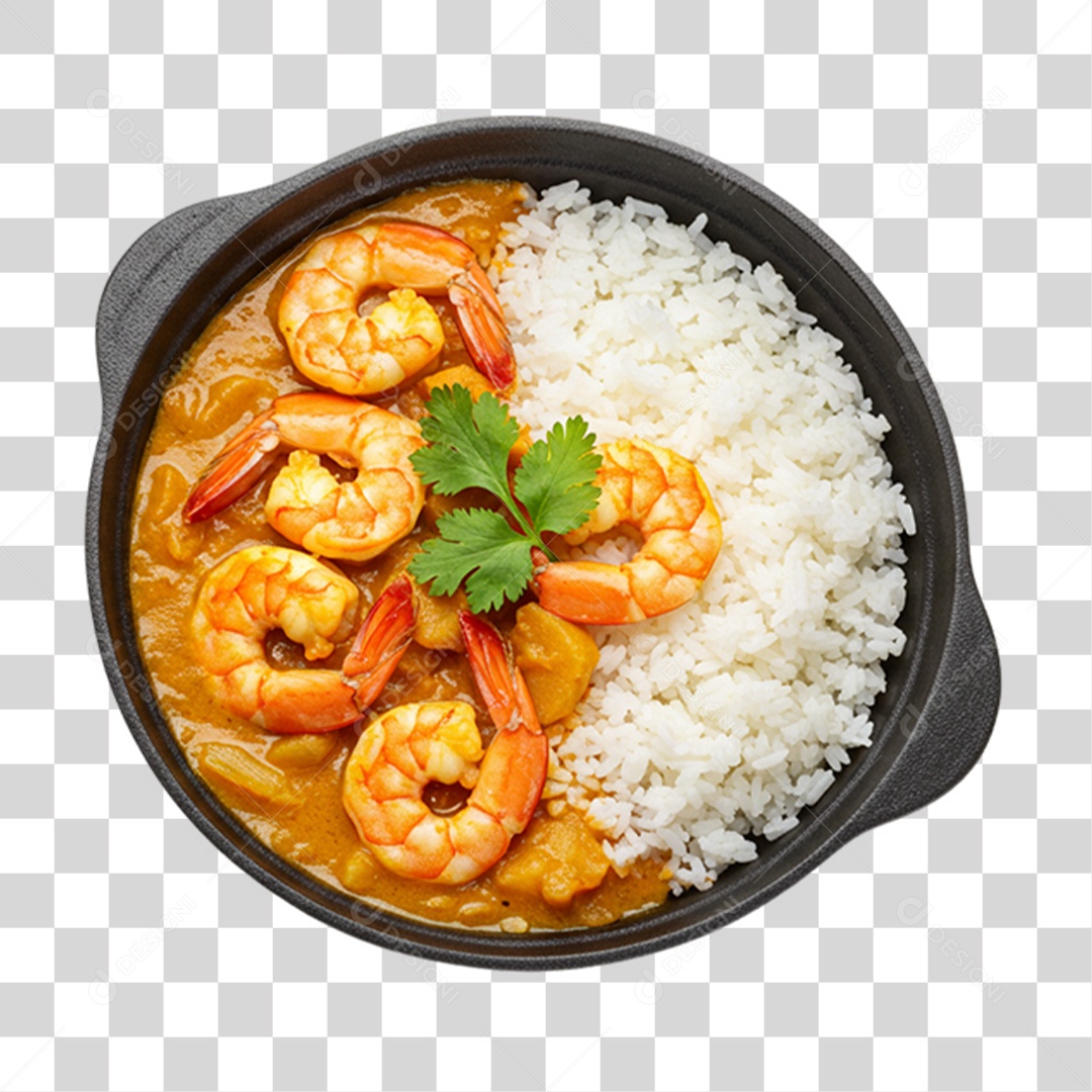 Panela de Camarão com Arroz PNG Transparente