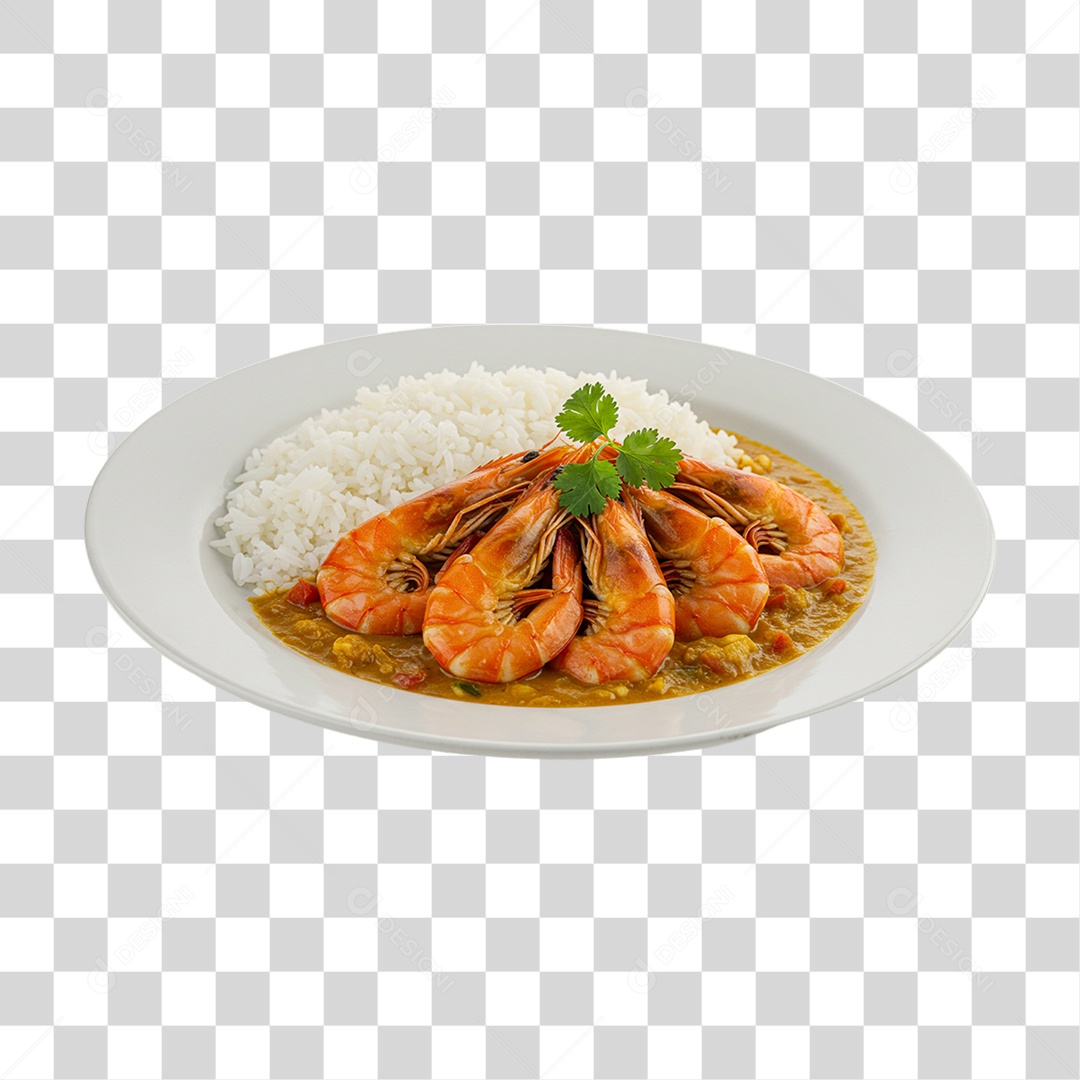 Prato de Camarão com Arroz PNG Transparente
