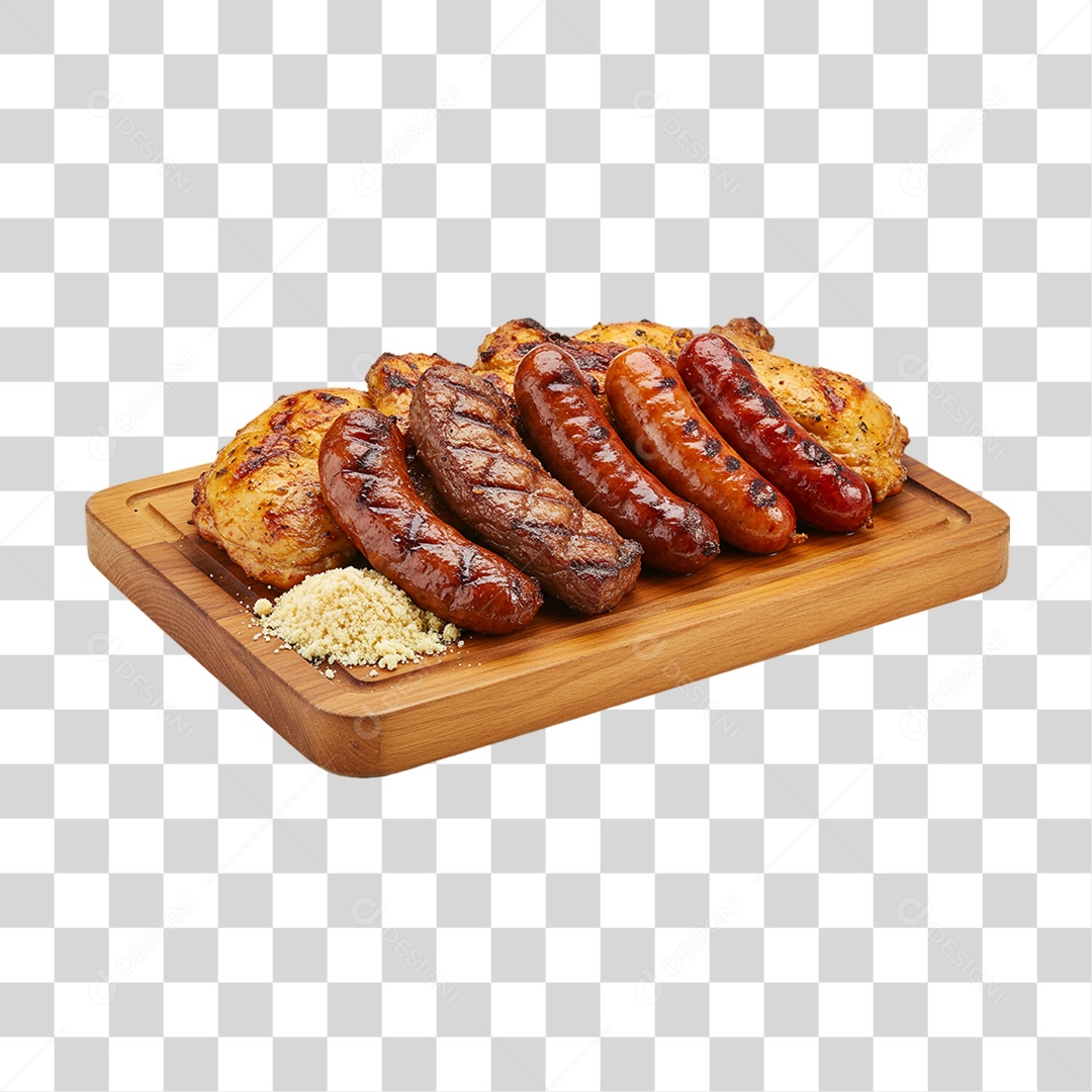 Churrasco em Tábua de Madeira PNG Transparente