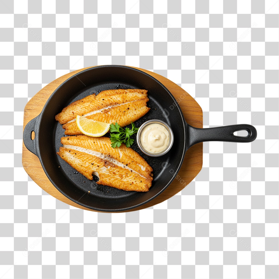 Frigideira com Filé de Frango PNG Transparente