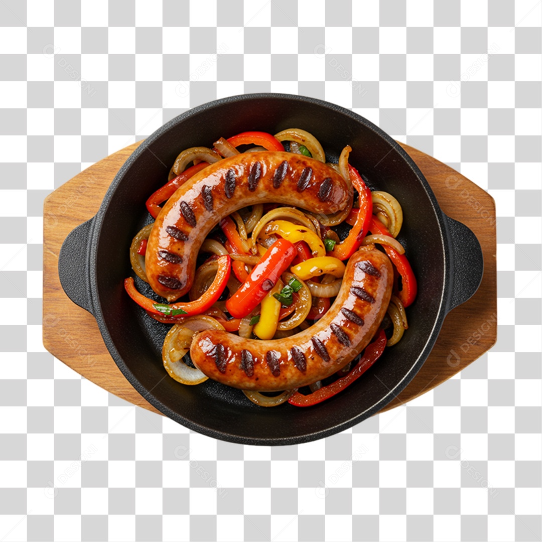 Vasilha com Linguiça Assada PNG Transparente