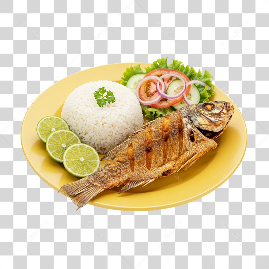 Prato de Peixe Frito PNG Transparente