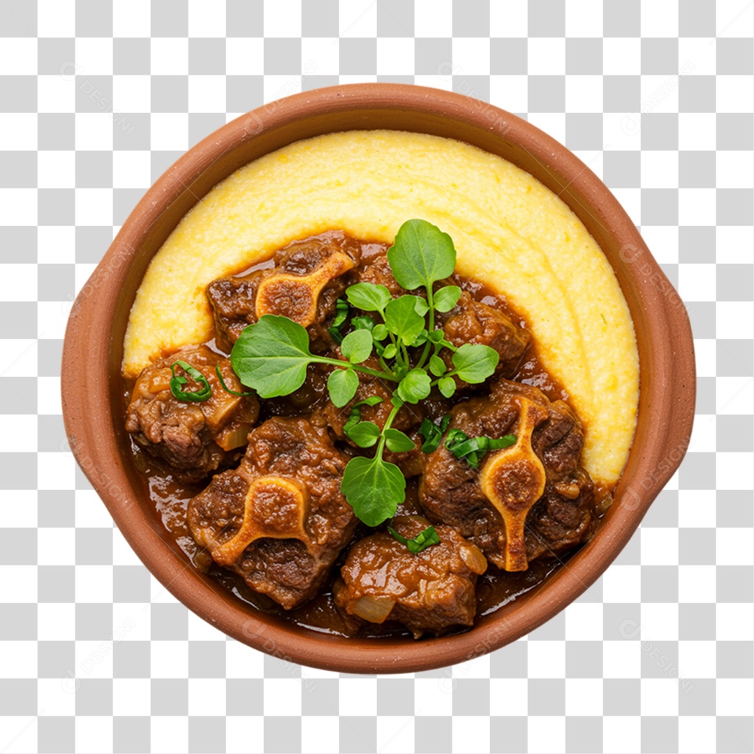 Polenta com Carne de Osso PNG Transparente