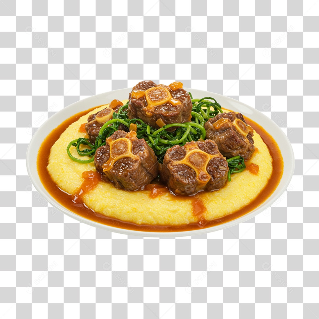 Polenta com Carne de Osso PNG Transparente