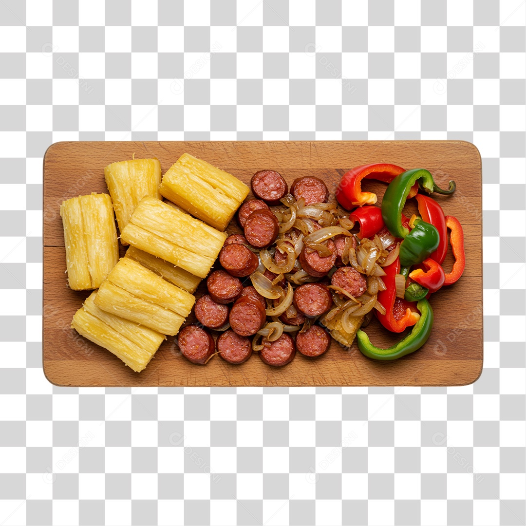 Porção de Mandioca e Calabresa PNG Transparente