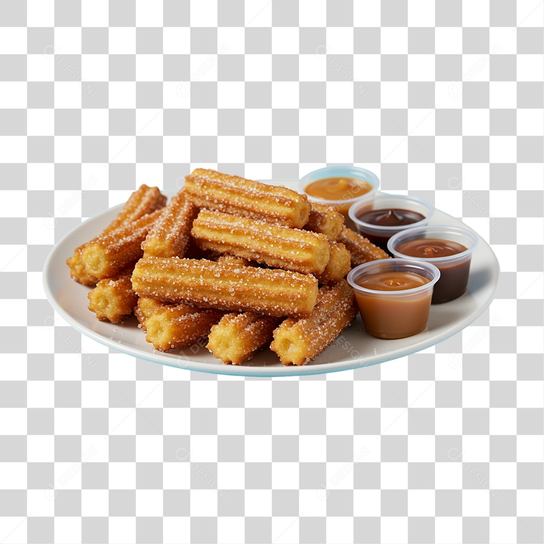 Bandeja com Churros e Molhos PNG Transparente