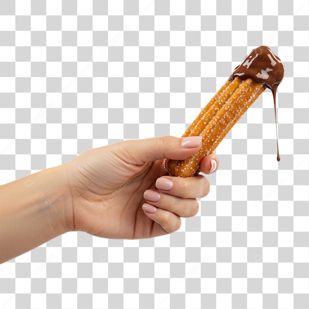 Mão Segurando Churros Doces PNG Transparente