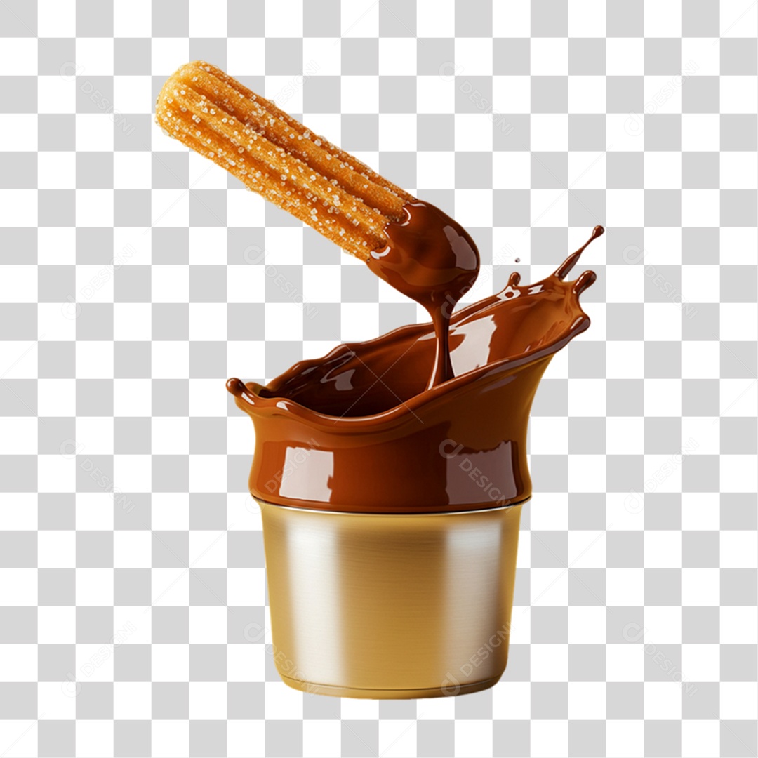 Churros Sendo Mergulhado em um Molho Doce PNG Transparente