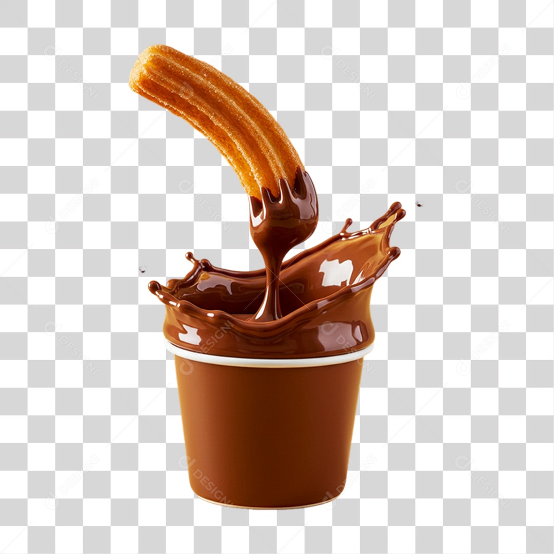 Churros Sendo Mergulhado em um Molho Doce PNG Transparente