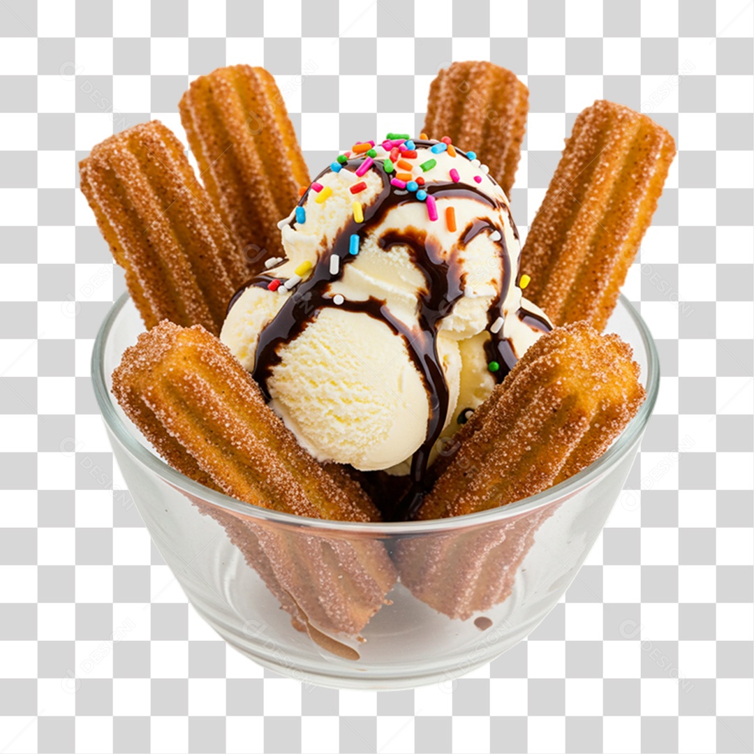 Churros Doces em Copo com Sorvete PNG Transparente
