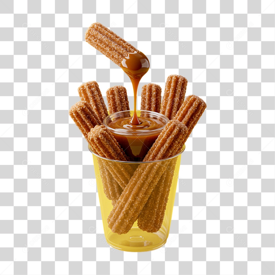 Copo com Churros e Doce de Leite PNG Transparente