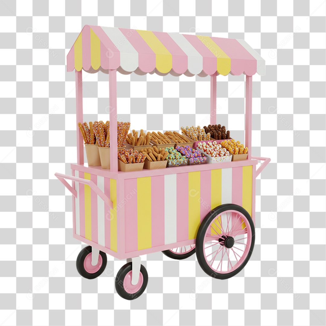 Carrinho de Churros Doces PNG Transparente